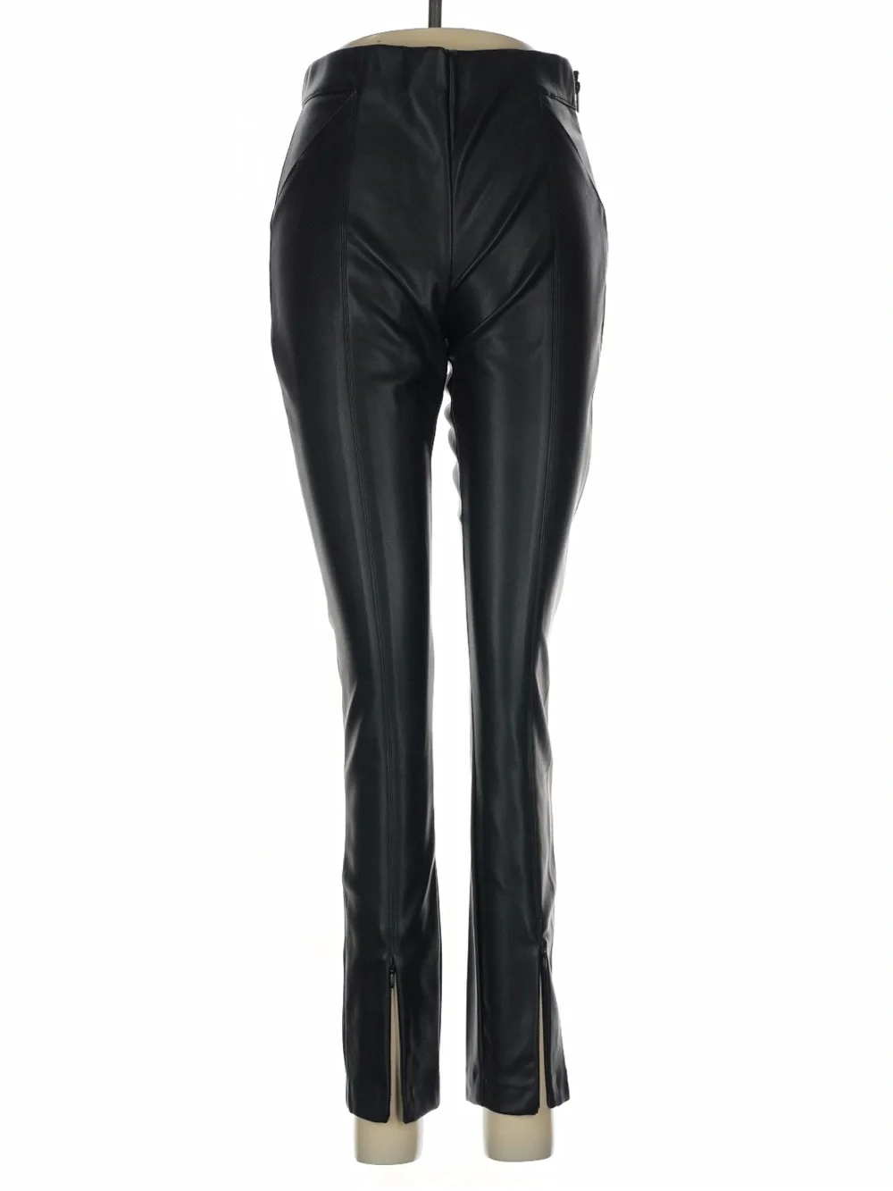 Zara Black Faux Leather High Rise Skinny Ankle Zip Pants M NWT